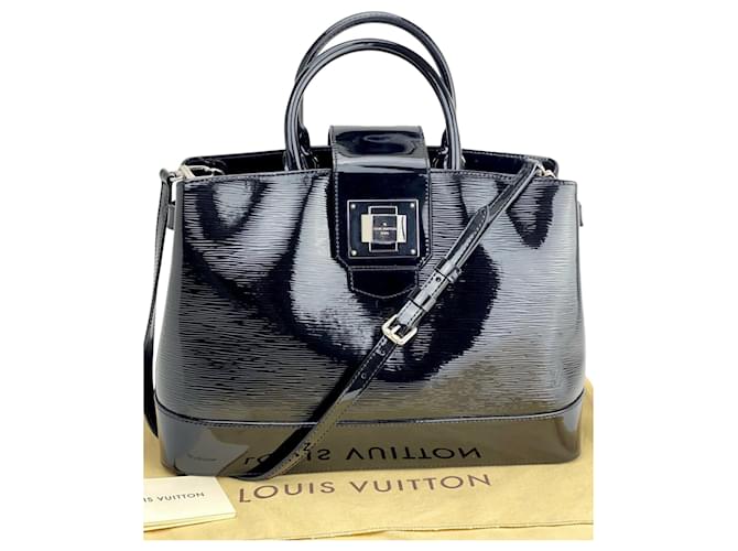 Louis Vuitton Bolso Mirabeau Gm Black Electric Epi Patent Leather Bag A689  Negro Cuero Charol  ref.639401
