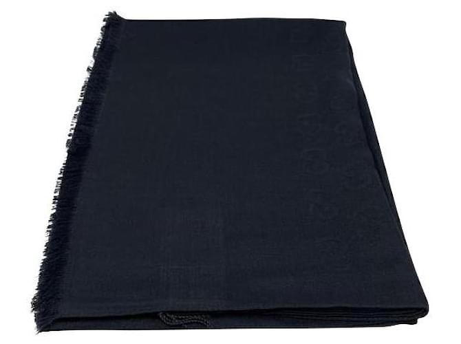 Stola Gucci Monogram GG black Silk Wool  ref.639451
