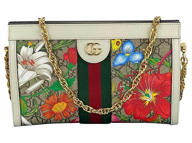 Sac Gucci Ophidia Flora Gg Petit sac à bandoulière en toile à fleurs suprêmes 503877 b367  Cuir  ref.639472