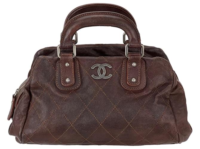 Chanel Outdoor Ligne Doctor Bag Brown Quilted Leather Caviar Small B504   ref.639496