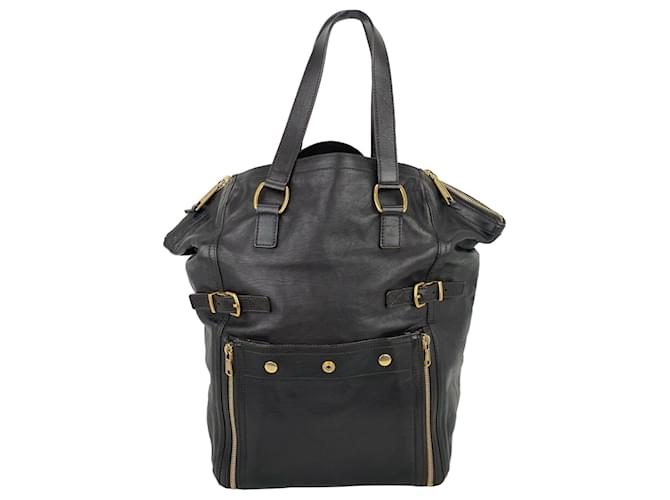 Yves Saint Laurent Womans Bag Downtown Dark Brown Calfskin Leather Xl Tote B265  Pony-style calfskin  ref.639507