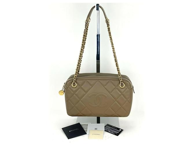 Chanel Chanel Handbag Cc Camera Case Taupe Medium Quilted Lambskin  Crossbody Bag B338 Leather ref.639538 - Joli Closet