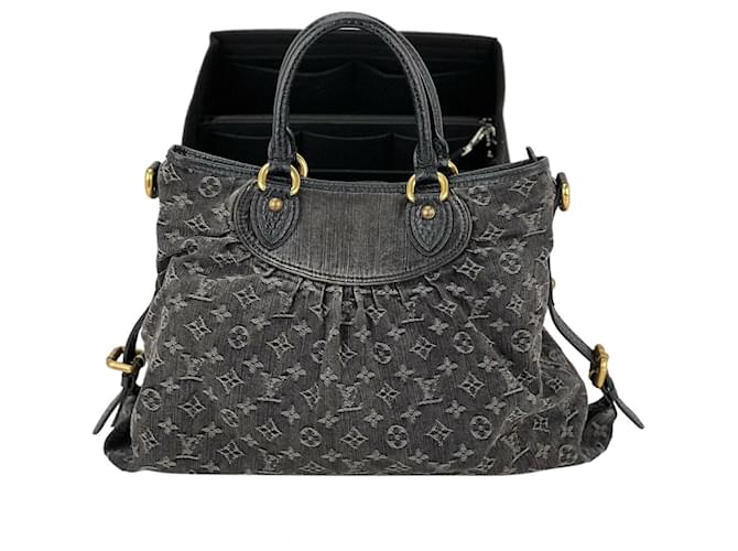 Louis Vuitton .louis Vuitton Hand Bag Neo Cabby Gm Black Denim Monogram Added Insert A928  Leather  ref.639546