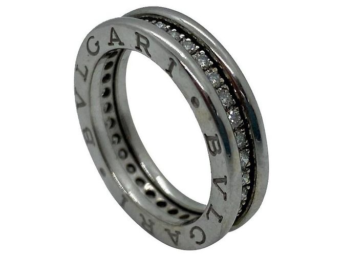 Bulgari B Zero 1 Diamantband ein 18K Weißgold Silberne Größe 50
