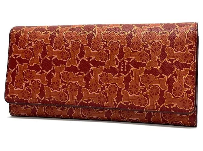 Céline *Celine Celine carriage pattern bi-fold long wallet Red  ref.639670