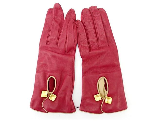 Céline * Gloves red x gold Celine men's women's brand Gold hardware  ref.639700