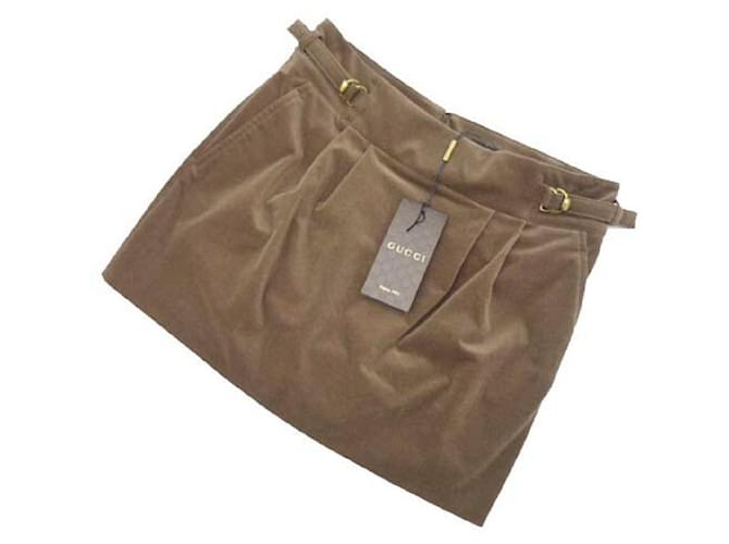 *GUCCI Velor Skirt Dark Brown 40 S1 Cotton Polyester Rayon Polyurethane  ref.639757