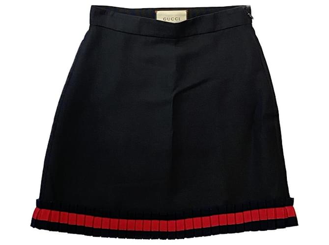 *Gucci Skirt 453892 Ladies size 40 gucci Black Silk Cotton Wool  ref.639784