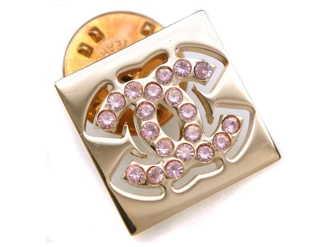 * Chanel Coco Mark pin broche chapado en oro x broche de mujer de oro con diamantes de imitación Gold hardware  ref.640118