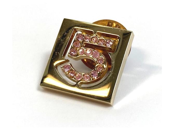 * CHANEL Chanel NO.5 broche de diamantes de imitación GP damas oro Gold hardware Chapado en oro  ref.640128