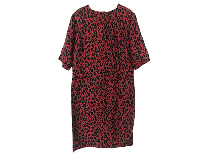 Louis Vuitton Robes Soie Noir Rouge  ref.640430
