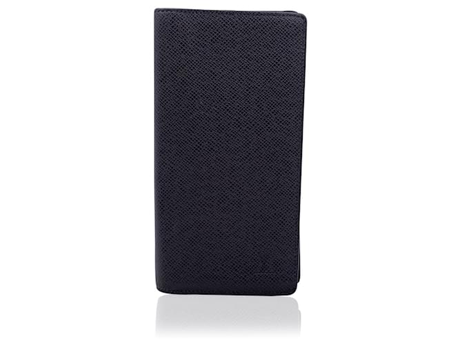 Louis Vuitton Black Taiga Leather Bifold Vertical Long Card Wallet  ref.640899