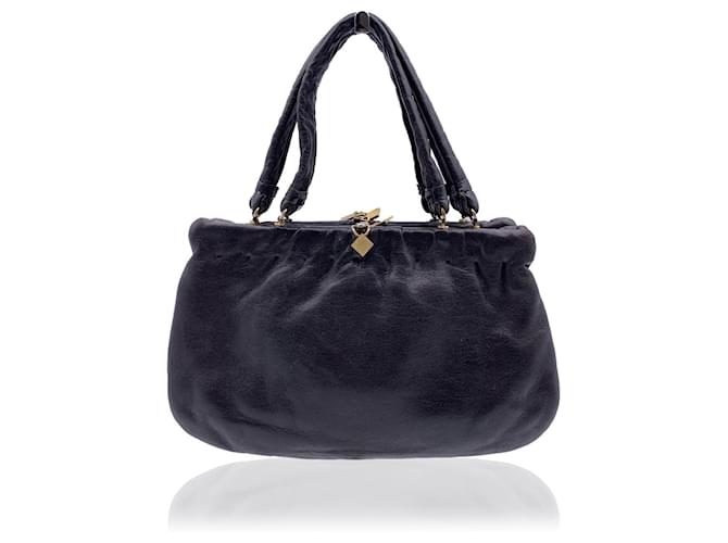 Fendi Vintage Rare Dark Brown Nappa Leather Handbag Satchel  ref.640902