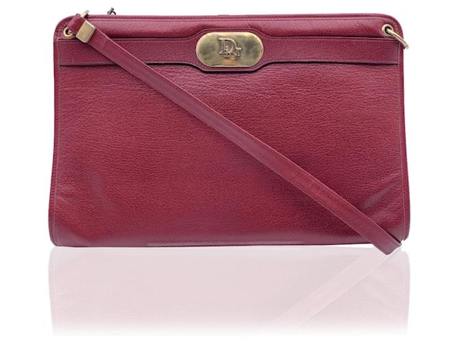 Christian Dior Vintage Burgundy Leather Shoulder Bag Red  ref.640919