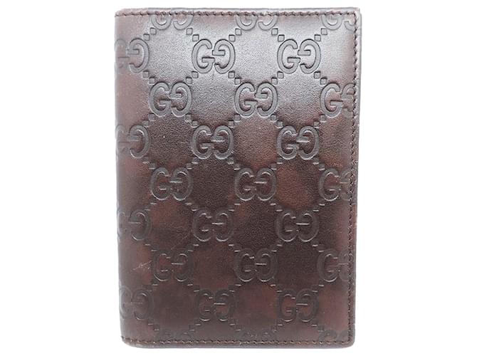 Gucci Brown Guccissima Card Holder Dark brown Leather Pony-style calfskin  ref.640987