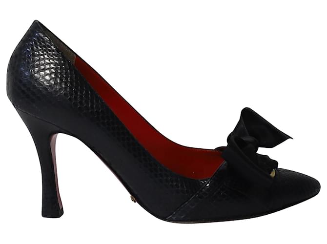 Zapatos de salón con relieve de piel de serpiente de Dolce & Gabbana en cuero negro  ref.641127