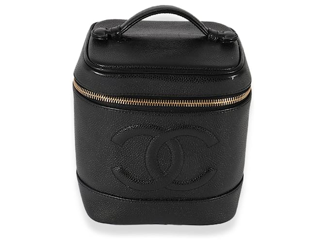 Chanel Vintage Black Caviar Cc Vanity Case  Leather  ref.641140