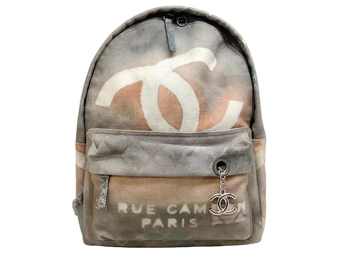 Chanel 2014 Art School Grey Multi Canvas Backpack  Leather  ref.641179