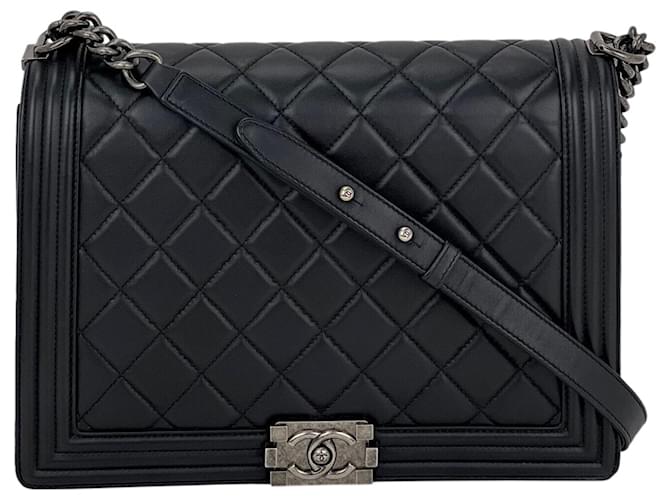 Chanel Bag Quilted Smooth calf leather Leather Large Flap Boy Shoulder Hand  Bag B518 Pony-style calfskin ref.641191 - Joli Closet
