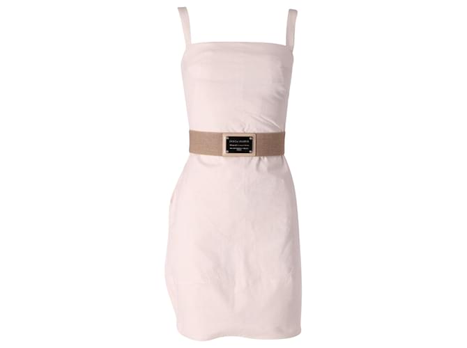 Vestido tubo con cinturón de Dolce & Gabbana en algodón blanco  ref.641199