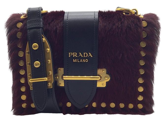 Prada Cahier Small Colorblock Red Calf Hair Shoulder Bag  Leather Pony-style calfskin  ref.641205