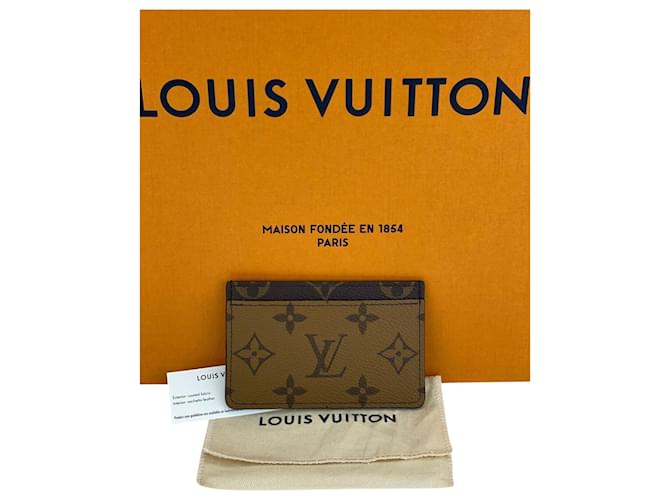Louis Vuitton Monedero Louis Vuitton Tarjetero con monograma inverso Monedero M69161 Nuevo A1006  Castaño Cuero  ref.641208