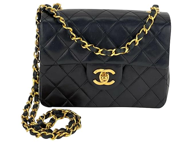 Chanel Handbag Vintage Square Classic Mini Single Flap Quilted Black  Lambskinc14 Leather ref.641223 - Joli Closet