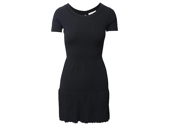 Sandro Paris Kleid mit U-Ausschnitt aus schwarzer Viskose Zellulosefaser  ref.641226