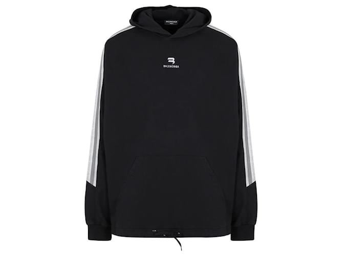 Balenciaga - Hoodie Sporty B à logo Black Polyester  ref.641236