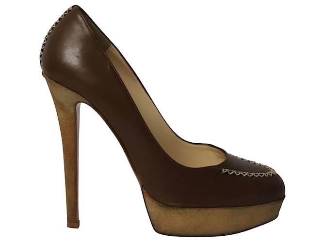 Christian Louboutin Rinana Pumps in Dark Brown Leather  ref.641242