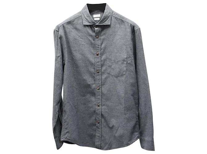 Brunello Cucinelli Schmal geschnittenes Hemd aus dunkelgrauer Baumwolle  ref.641247