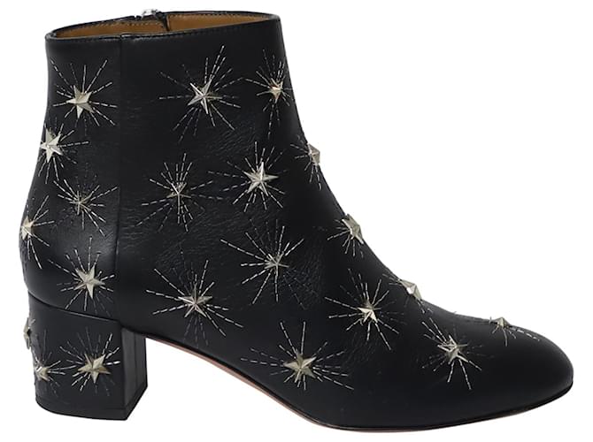 Aquazzura Cosmic Star Ankle Boots in Black Leather  ref.641249