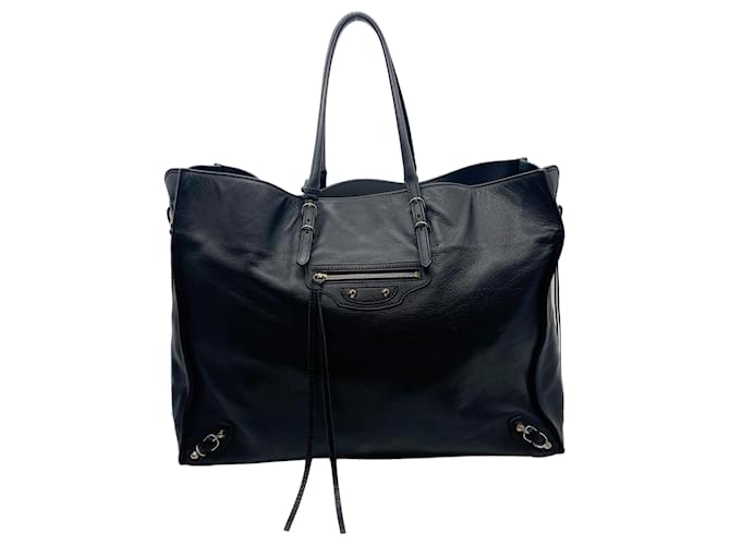 Balenciaga Papier Grand sac cabas en cuir noir  ref.641254