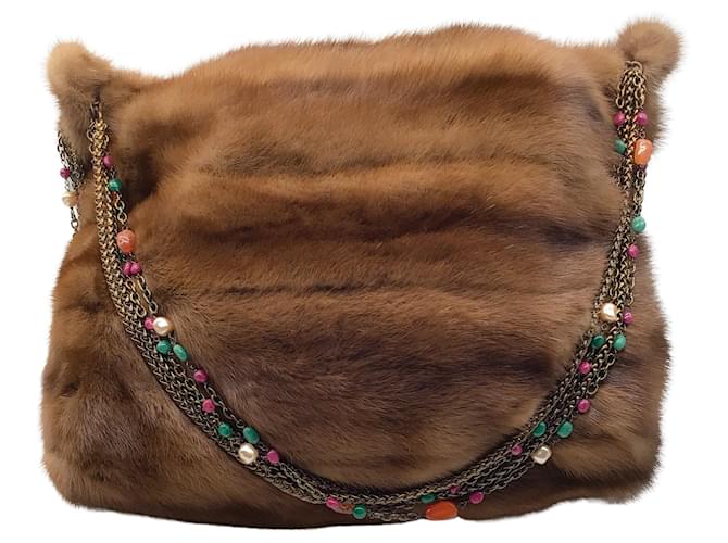 Multicolor Mink Fur Bag Real Fur Handbag Shoulder 