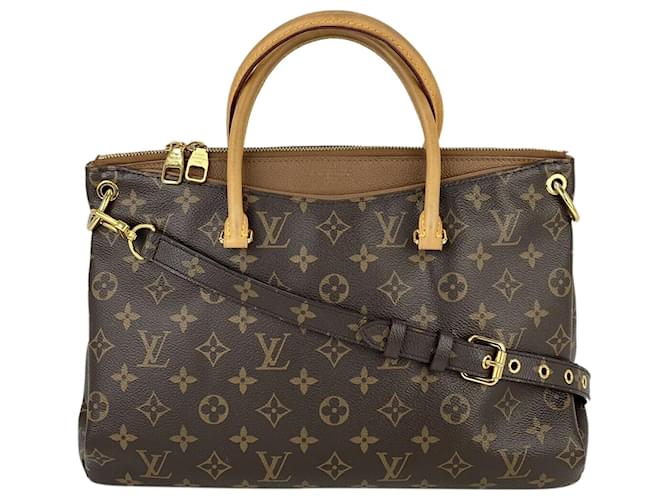 Louis Vuitton Handbag Pallas Mm Monogram Canvas & Brown Leather Tote Bag  A652 ref.641273 - Joli Closet