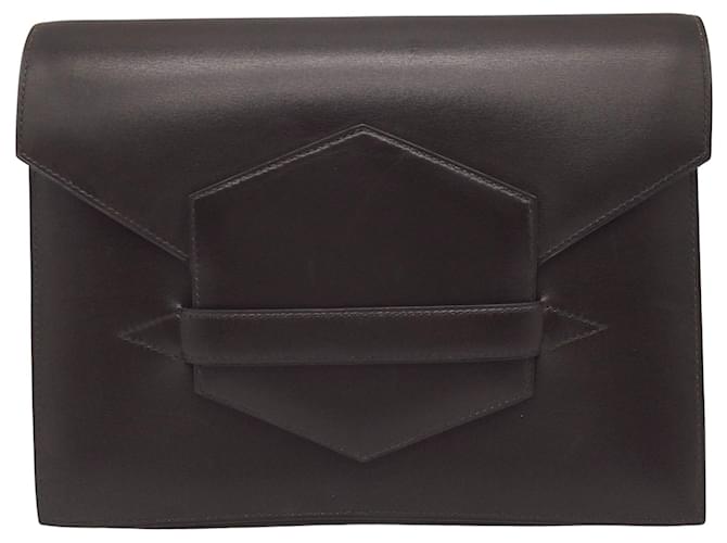 Hermès Hermes Faco Box Brown Leather Clutch   ref.641282