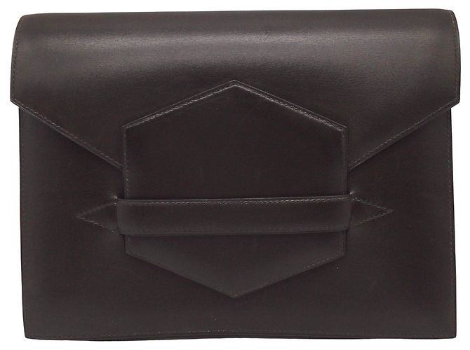 Hermès Hermes Faco Box Braune Lederclutch