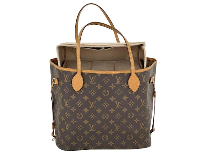 Louis Vuitton Louis Vuitton Hand Bag Neverfull Mm Monogram Brown Tote Bag Added Insert A913  Leather  ref.641326