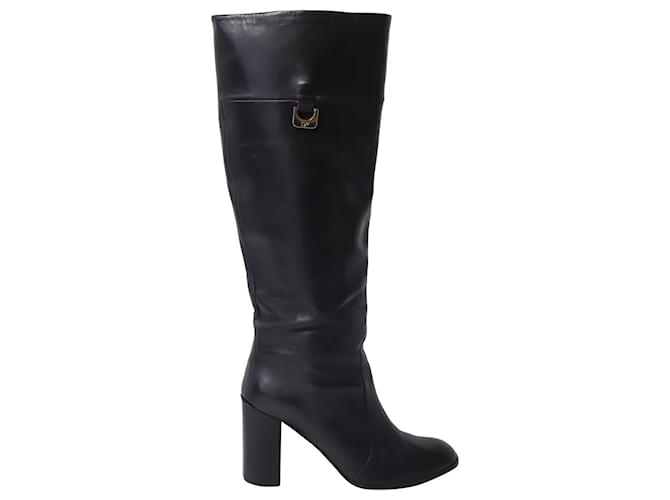 Diane Von Furstenberg Thigh Boots in Black Leather  ref.641341