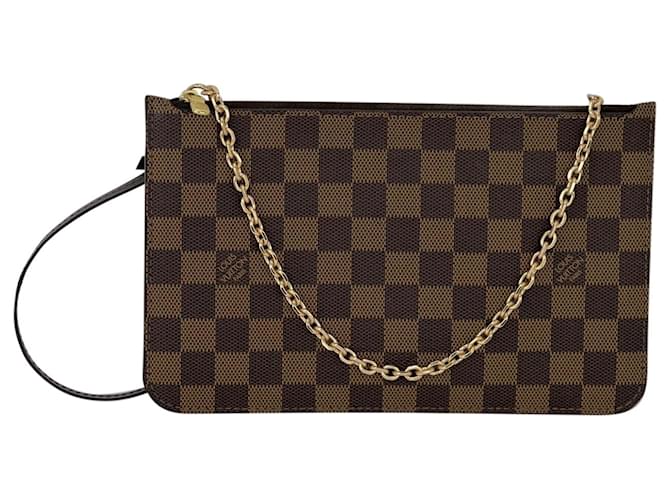 Louis Vuitton Louis Vuitton Pochette Damier Ebene Clutch Crossbody Bag di Neverfull C111  Pelle  ref.641344