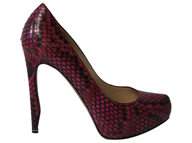 Zapatos de salón con estampado de piel de serpiente en cuero morado de Nicholas Kirkwood Púrpura  ref.641346