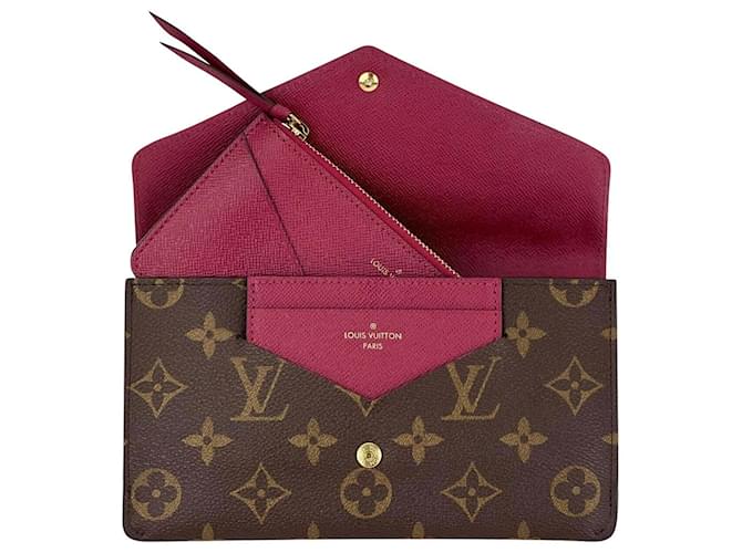 Louis Vuitton Wallet Monogram Jeanne Fuchsia W/both Inserts Wallet A944  Brown Leather  ref.641348