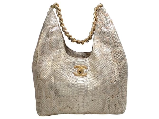 Handbags Chanel Chanel 2014-2015 Paris - Dallas Beige Snakeskin Leather Shoulder Bag