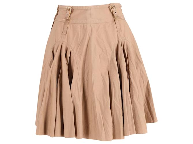 Dolce & Gabbana Pleated Mini Skirt in Beige Cotton  ref.641404