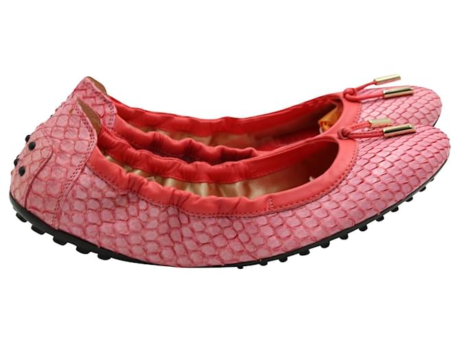 Sapatilhas Tod's Ballerina Dee Laccetto em couro rosa pastel  ref.641410