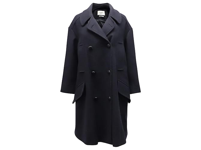 Isabel Marant Etoile Double Breasted Peacoat in Navy Blue Wool  ref.641424