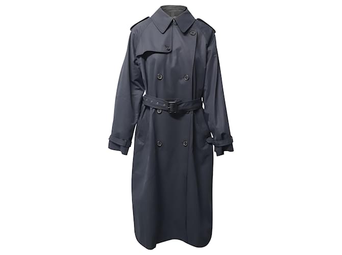 Nili Lotan Double-Breasted Trench Coat in Black Cotton  ref.641444