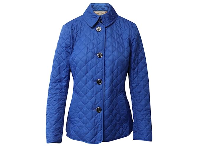 Burberry Brit Diamond Quilted Down Jacket in Blue Polyester  ref.641446