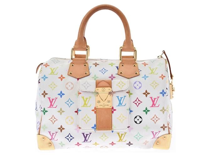 Louis Vuitton Speedy 30 Blanco Lienzo  ref.641455