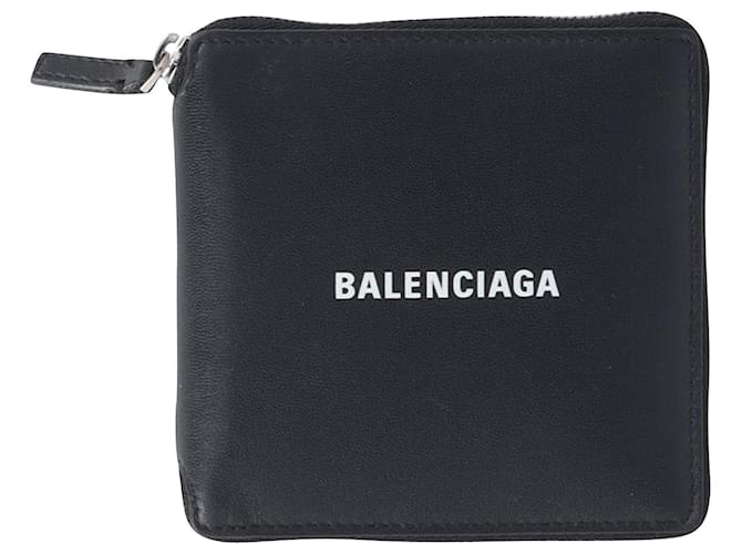 Balenciaga Geldbörse mit Reißverschluss aus schwarzem Leder  ref.641479